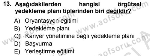 Performans ve Kariyer Yönetimi Dersi 2014 - 2015 Yılı Tek Ders Sınav Soruları 13. Soru