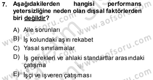 Performans ve Kariyer Yönetimi Dersi 2014 - 2015 Yılı Tek Ders Sınav Soruları 7. Soru