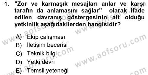 Performans ve Kariyer Yönetimi Dersi 2015 - 2016 Yılı (Vize) Ara Sınav Soruları 1. Soru