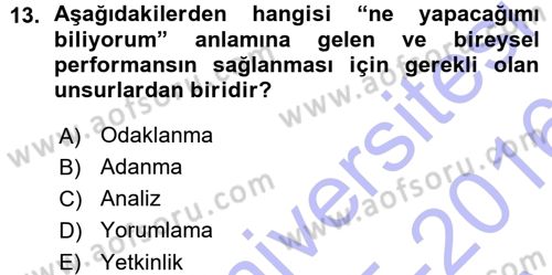 Performans ve Kariyer Yönetimi Dersi 2015 - 2016 Yılı (Vize) Ara Sınav Soruları 13. Soru