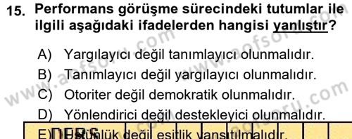 Performans ve Kariyer Yönetimi Dersi 2015 - 2016 Yılı (Vize) Ara Sınav Soruları 15. Soru
