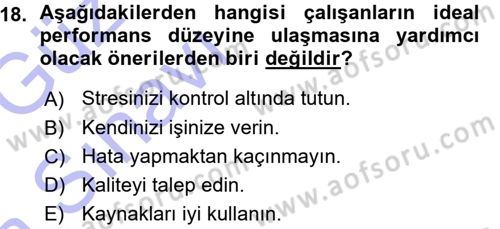 Performans ve Kariyer Yönetimi Dersi 2015 - 2016 Yılı (Vize) Ara Sınav Soruları 18. Soru