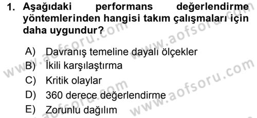 Performans ve Kariyer Yönetimi Dersi 2015 - 2016 Yılı (Final) Dönem Sonu Sınav Soruları 1. Soru