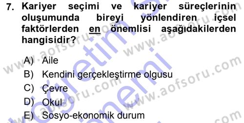 Performans ve Kariyer Yönetimi Dersi 2015 - 2016 Yılı (Final) Dönem Sonu Sınav Soruları 7. Soru