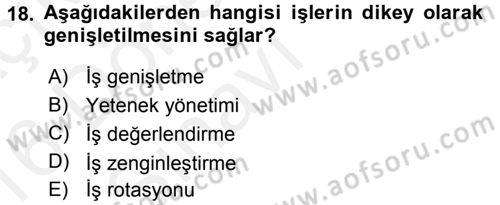 Performans ve Kariyer Yönetimi Dersi 2015 - 2016 Yılı Tek Ders Sınav Soruları 18. Soru