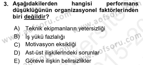 Performans ve Kariyer Yönetimi Dersi 2015 - 2016 Yılı Tek Ders Sınav Soruları 3. Soru
