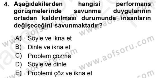 Performans ve Kariyer Yönetimi Dersi 2015 - 2016 Yılı Tek Ders Sınav Soruları 4. Soru