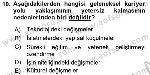 Performans ve Kariyer Yönetimi Dersi 2016 - 2017 Yılı 3 Ders Sınav Soruları 10. Soru