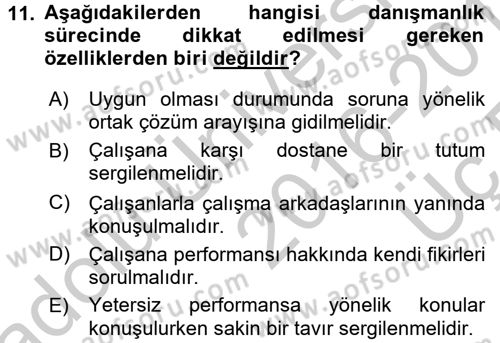 Performans ve Kariyer Yönetimi Dersi 2016 - 2017 Yılı 3 Ders Sınav Soruları 11. Soru