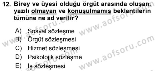 Performans ve Kariyer Yönetimi Dersi 2016 - 2017 Yılı 3 Ders Sınav Soruları 12. Soru