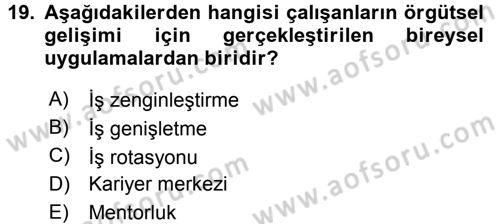 Performans ve Kariyer Yönetimi Dersi 2016 - 2017 Yılı 3 Ders Sınav Soruları 19. Soru