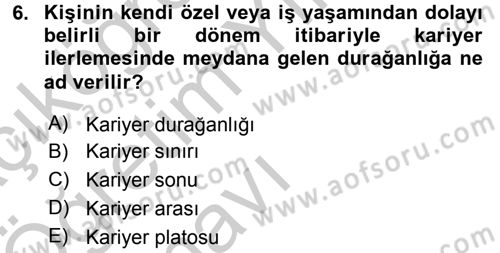 Performans ve Kariyer Yönetimi Dersi 2016 - 2017 Yılı 3 Ders Sınav Soruları 6. Soru