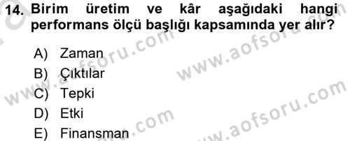 Performans ve Kariyer Yönetimi Dersi 2016 - 2017 Yılı (Vize) Ara Sınav Soruları 14. Soru