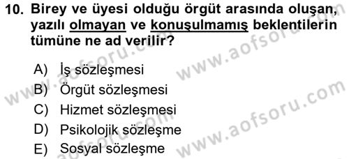 Performans ve Kariyer Yönetimi Dersi 2017 - 2018 Yılı 3 Ders Sınav Soruları 10. Soru