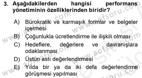 Performans ve Kariyer Yönetimi Dersi 2017 - 2018 Yılı 3 Ders Sınav Soruları 3. Soru