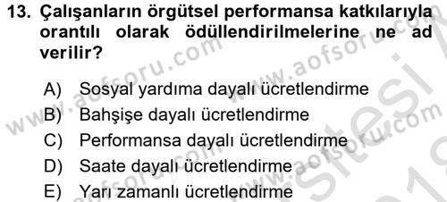 Performans ve Kariyer Yönetimi Dersi 2017 - 2018 Yılı (Vize) Ara Sınav Soruları 13. Soru