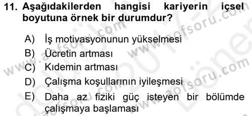 Performans ve Kariyer Yönetimi Dersi 2017 - 2018 Yılı (Final) Dönem Sonu Sınav Soruları 11. Soru