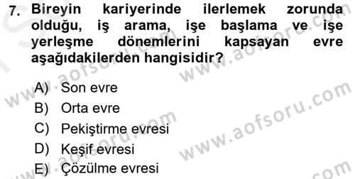 Performans ve Kariyer Yönetimi Dersi 2017 - 2018 Yılı (Final) Dönem Sonu Sınav Soruları 7. Soru