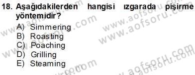 Yiyecek İçecek Yönetimi Dersi Ara Sınavı Deneme Sınav Soruları 18. Soru