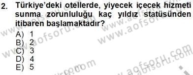 Yiyecek İçecek Yönetimi Dersi Ara Sınavı Deneme Sınav Soruları 2. Soru