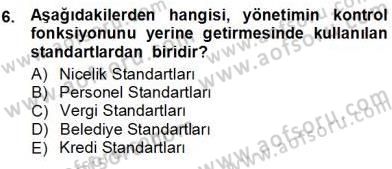 Yiyecek İçecek Yönetimi Dersi Ara Sınavı Deneme Sınav Soruları 6. Soru