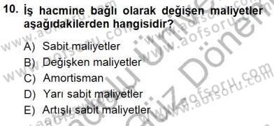 Yiyecek İçecek Yönetimi Dersi 2012 - 2013 Yılı (Final) Dönem Sonu Sınav Soruları 10. Soru