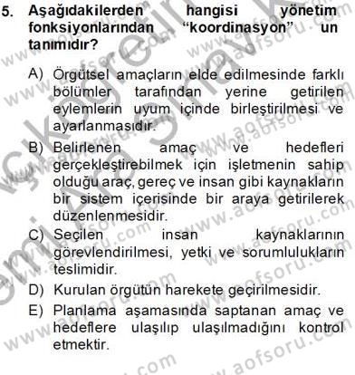 Yiyecek İçecek Yönetimi Dersi Ara Sınavı Deneme Sınav Soruları 5. Soru