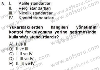 Yiyecek İçecek Yönetimi Dersi Ara Sınavı Deneme Sınav Soruları 8. Soru
