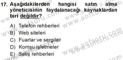 Yiyecek İçecek Yönetimi Dersi 2013 - 2014 Yılı (Final) Dönem Sonu Sınav Soruları 17. Soru