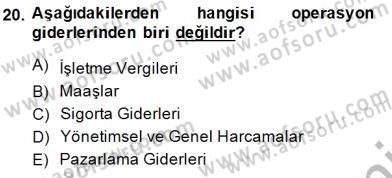 Yiyecek İçecek Yönetimi Dersi 2013 - 2014 Yılı (Final) Dönem Sonu Sınav Soruları 20. Soru