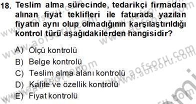 Yiyecek İçecek Yönetimi Dersi 2013 - 2014 Yılı Tek Ders Sınav Soruları 18. Soru
