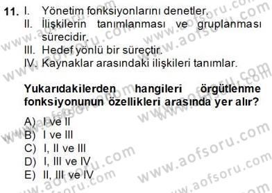 Yiyecek İçecek Yönetimi Dersi 2014 - 2015 Yılı (Vize) Ara Sınav Soruları 11. Soru