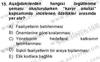 Yiyecek İçecek Yönetimi Dersi 2014 - 2015 Yılı (Vize) Ara Sınav Soruları 15. Soru