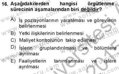 Yiyecek İçecek Yönetimi Dersi 2014 - 2015 Yılı (Vize) Ara Sınav Soruları 16. Soru