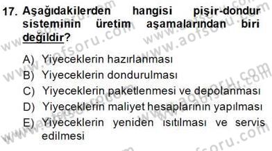 Yiyecek İçecek Yönetimi Dersi 2014 - 2015 Yılı (Vize) Ara Sınav Soruları 17. Soru