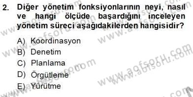 Yiyecek İçecek Yönetimi Dersi 2014 - 2015 Yılı (Vize) Ara Sınav Soruları 2. Soru