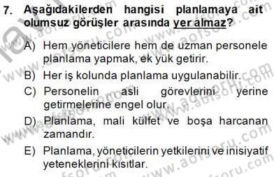 Yiyecek İçecek Yönetimi Dersi 2014 - 2015 Yılı (Vize) Ara Sınav Soruları 7. Soru