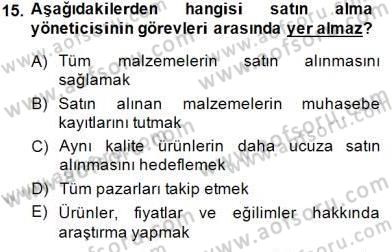 Yiyecek İçecek Yönetimi Dersi 2014 - 2015 Yılı (Final) Dönem Sonu Sınav Soruları 15. Soru