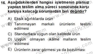 Yiyecek İçecek Yönetimi Dersi 2014 - 2015 Yılı (Final) Dönem Sonu Sınav Soruları 16. Soru