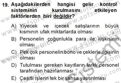 Yiyecek İçecek Yönetimi Dersi 2014 - 2015 Yılı (Final) Dönem Sonu Sınav Soruları 19. Soru