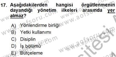 Yiyecek İçecek Yönetimi Dersi Ara Sınavı Deneme Sınav Soruları 17. Soru