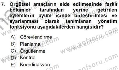 Yiyecek İçecek Yönetimi Dersi 2015 - 2016 Yılı (Vize) Ara Sınav Soruları 7. Soru