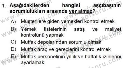 Yiyecek İçecek Yönetimi Dersi 2015 - 2016 Yılı (Final) Dönem Sonu Sınav Soruları 1. Soru