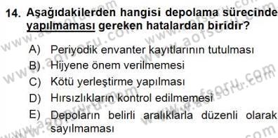 Yiyecek İçecek Yönetimi Dersi 2015 - 2016 Yılı (Final) Dönem Sonu Sınav Soruları 14. Soru