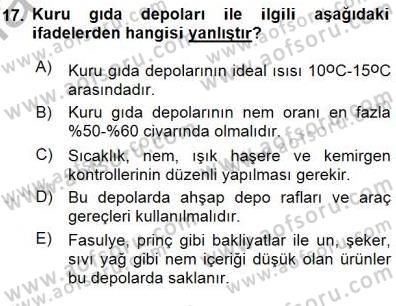 Yiyecek İçecek Yönetimi Dersi 2015 - 2016 Yılı (Final) Dönem Sonu Sınav Soruları 17. Soru