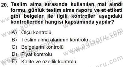 Yiyecek İçecek Yönetimi Dersi 2015 - 2016 Yılı (Final) Dönem Sonu Sınav Soruları 20. Soru