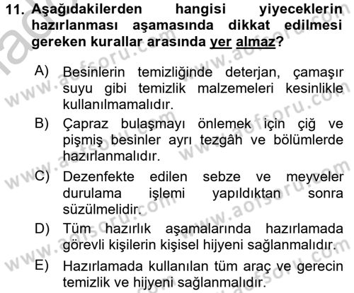 Yiyecek İçecek Yönetimi Dersi 2016 - 2017 Yılı 3 Ders Sınav Soruları 11. Soru