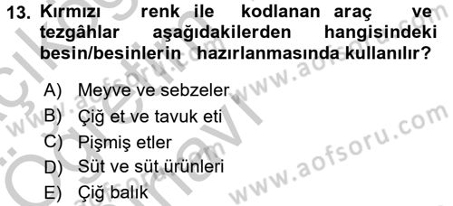 Yiyecek İçecek Yönetimi Dersi 2016 - 2017 Yılı 3 Ders Sınav Soruları 13. Soru
