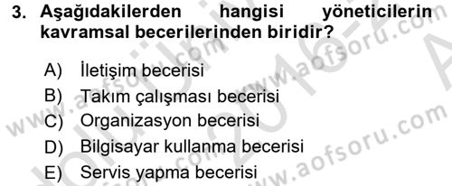 Yiyecek İçecek Yönetimi Dersi Ara Sınavı Deneme Sınav Soruları 3. Soru