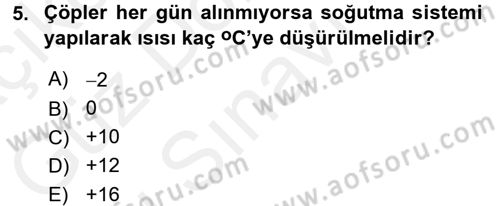 Yiyecek İçecek Yönetimi Dersi 2016 - 2017 Yılı (Final) Dönem Sonu Sınav Soruları 5. Soru